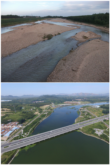 圖片默認標題_fororder_02山東省日照市五蓮縣潮白河治理前后對比
