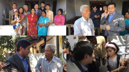 中國駐印使館人員探訪滯留印度老兵王琪一家人